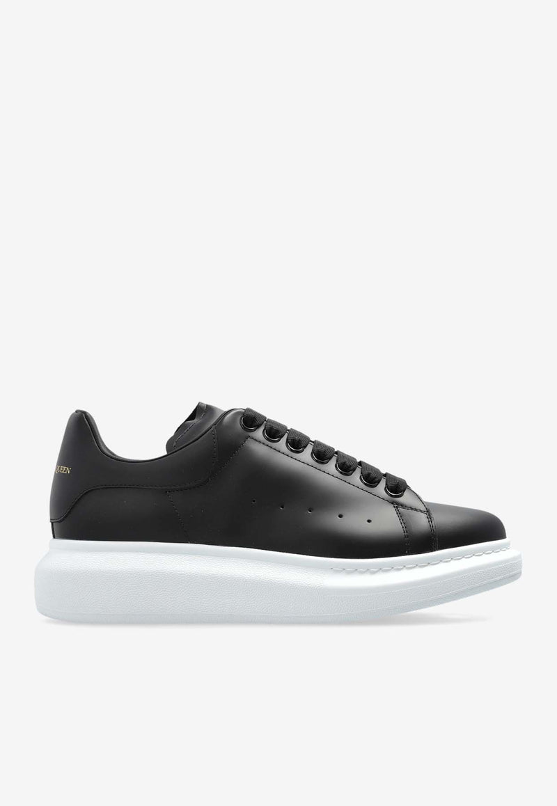 Alexander McQueen Oversized Leather Low-Top Sneakers Black 553770 WIEE0-1000