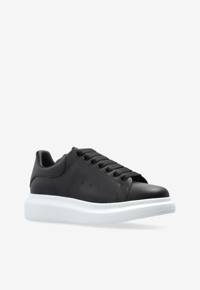 Alexander McQueen Oversized Leather Low-Top Sneakers Black 553770 WIEE0-1000