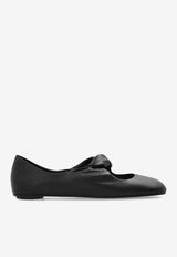 Alexander McQueen Twisted-Strap Leather Ballet Flats Black 814287 WHACO-1000