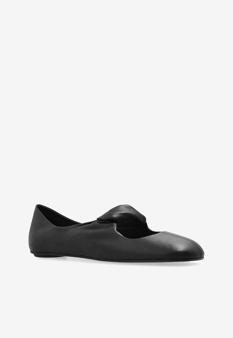 Alexander McQueen Twisted-Strap Leather Ballet Flats Black 814287 WHACO-1000