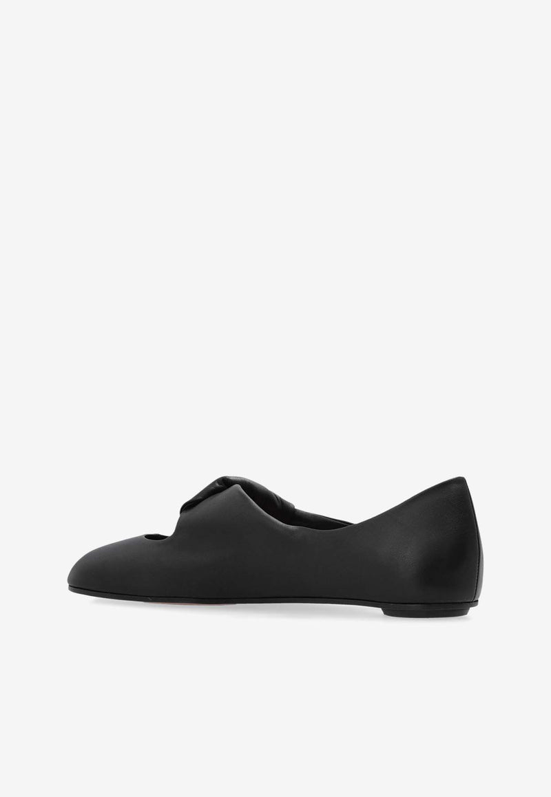 Alexander McQueen Twisted-Strap Leather Ballet Flats Black 814287 WHACO-1000