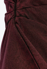 Alexander McQueen Overdyed Draped Mini Denim Dress Bordeaux 817641 QMAC0-6136