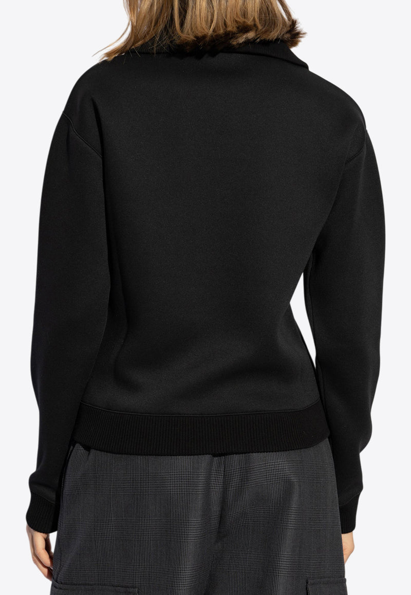 Alexander McQueen Logo Embroidered Half-Zip Sweatshirt Black 815576 QLAEB-1000