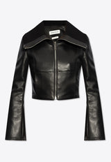 Alexander McQueen Zip-Up Leather Cropped Jacket Black 817917 Q5ANU-1000