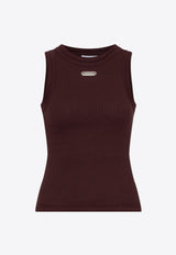 Alexander McQueen Logo Plaque Ribbed Tank Top Bordeaux 815492 QLAEE-5006