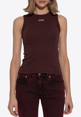 Alexander McQueen Logo Plaque Ribbed Tank Top Bordeaux 815492 QLAEE-5006