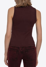 Alexander McQueen Logo Plaque Ribbed Tank Top Bordeaux 815492 QLAEE-5006