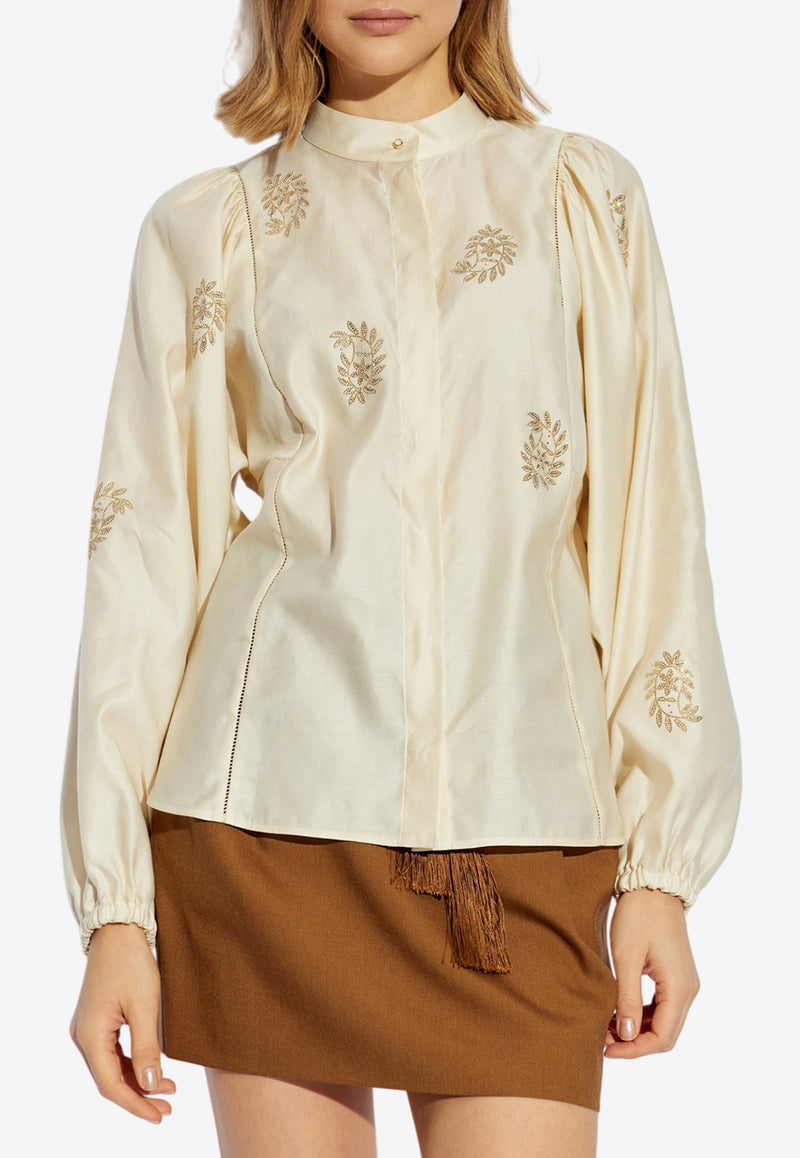 Max Mara Caladio Embroidered Blouse Cream CALADIO 2511111101-001