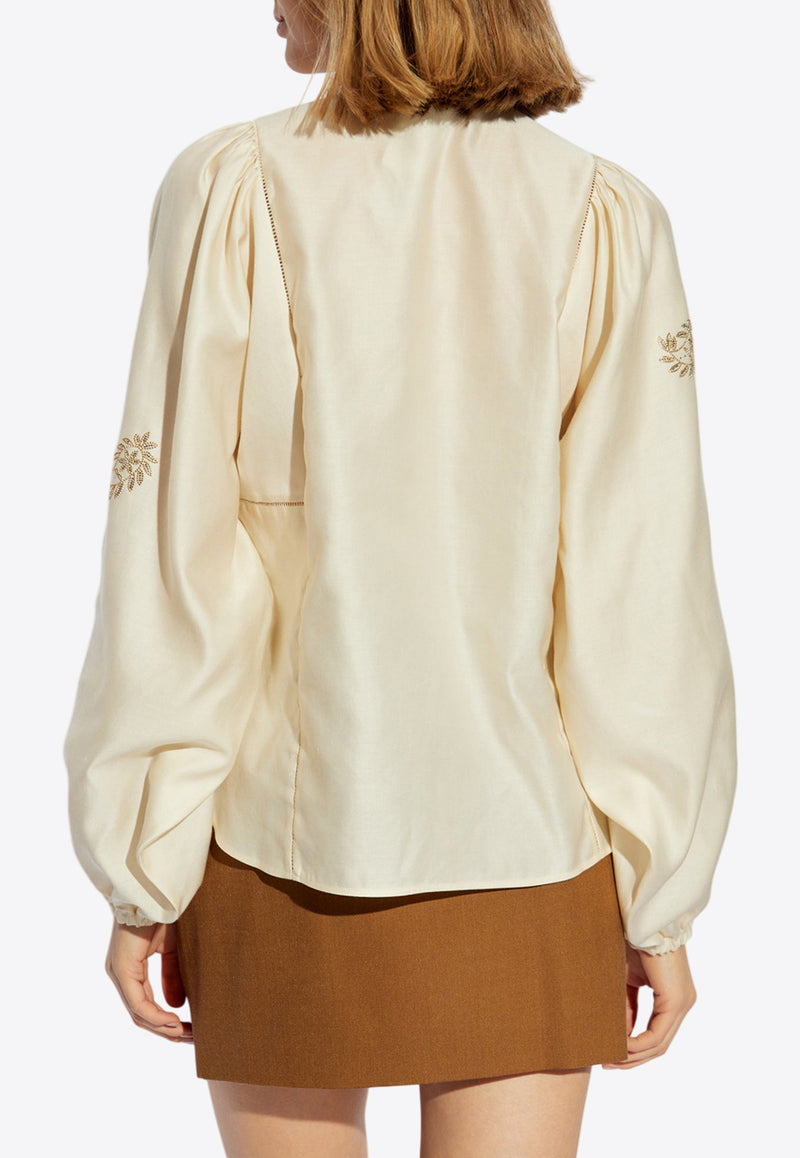 Max Mara Caladio Embroidered Blouse Cream CALADIO 2511111101-001