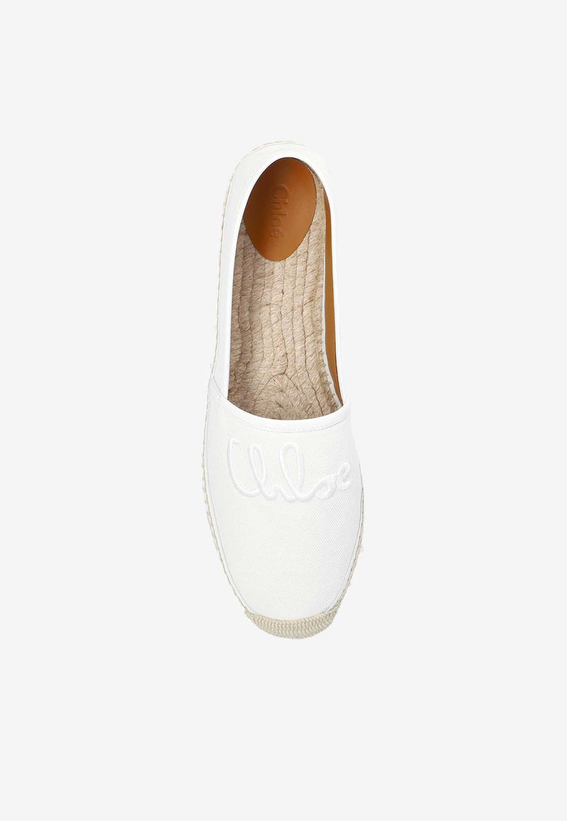 Chloé Isla Logo Embroidered Espadrilles White CHC25S08R QU-122