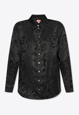 Kenzo Peonies Jacquard Button-Up Shirt Black FF52CH254 9JR-99