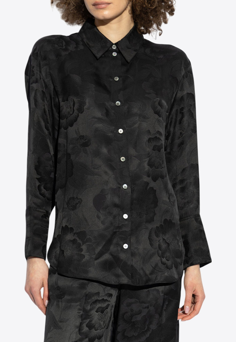 Kenzo Peonies Jacquard Button-Up Shirt Black FF52CH254 9JR-99