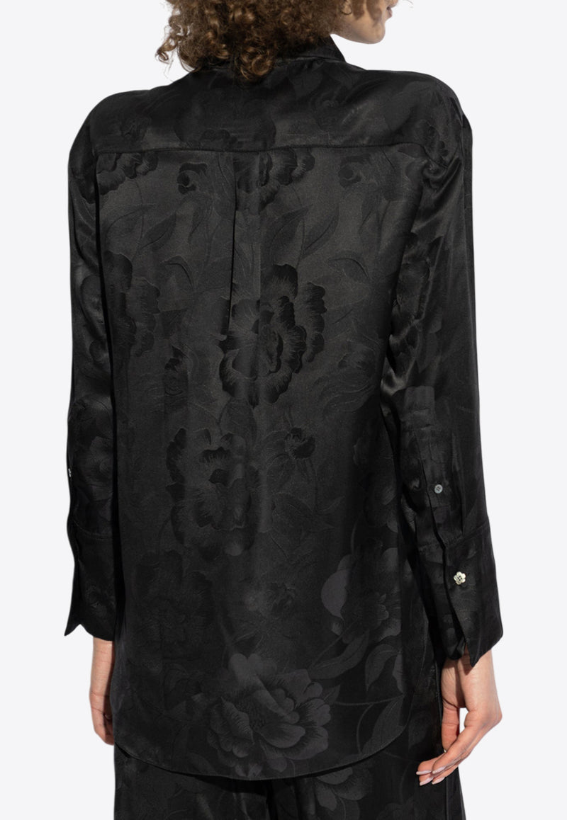 Kenzo Peonies Jacquard Button-Up Shirt Black FF52CH254 9JR-99