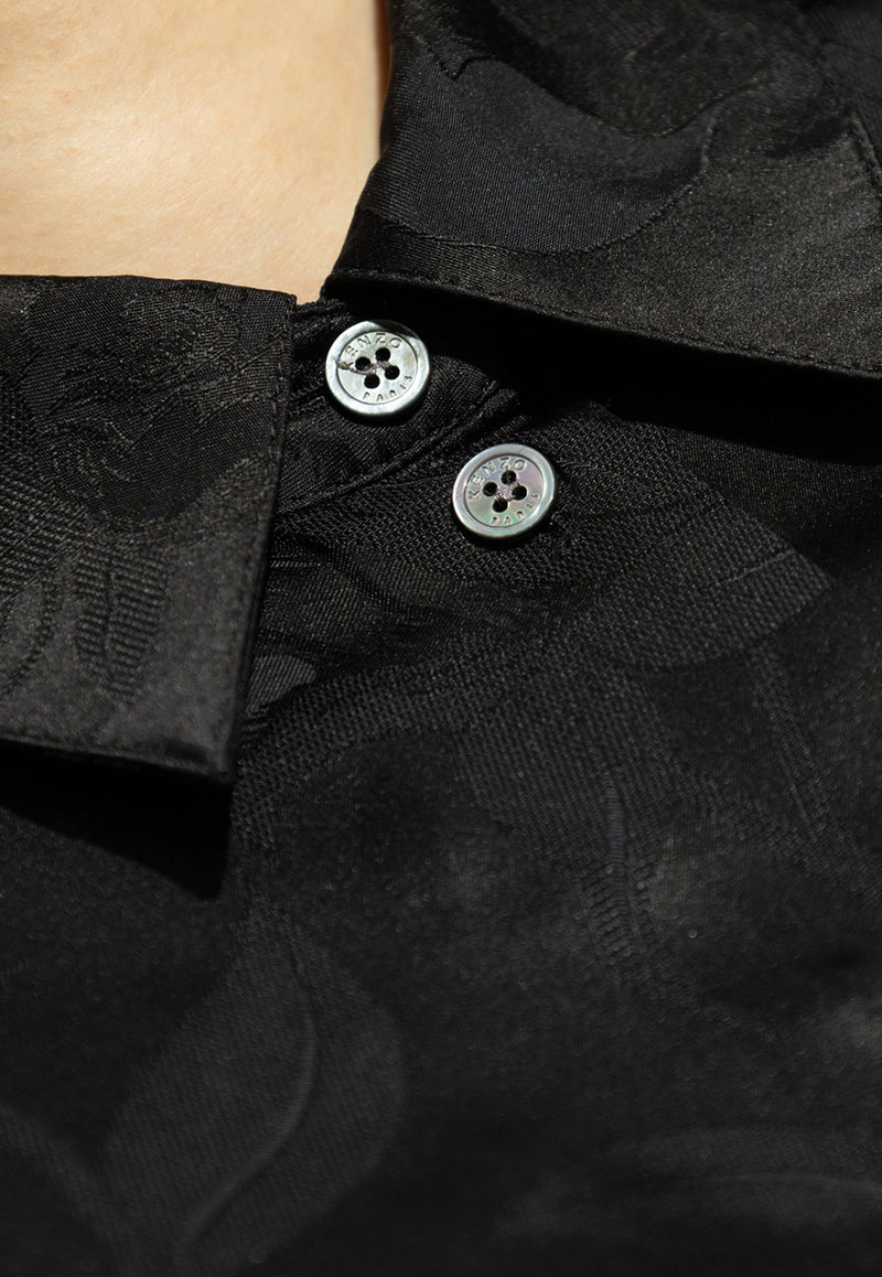 Kenzo Peonies Jacquard Button-Up Shirt Black FF52CH254 9JR-99