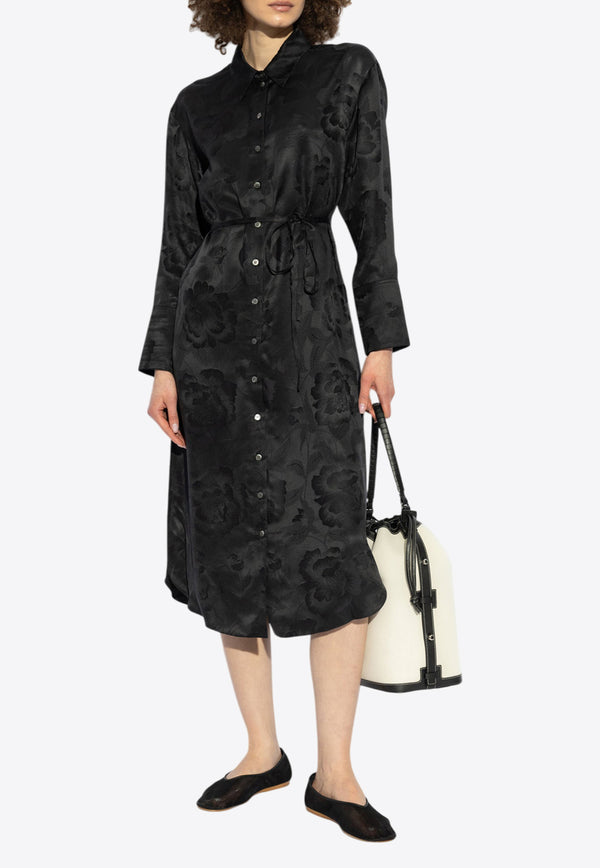 Kenzo Peonies Jacquard Shirt Dress Black FF52RO404 9JR-99