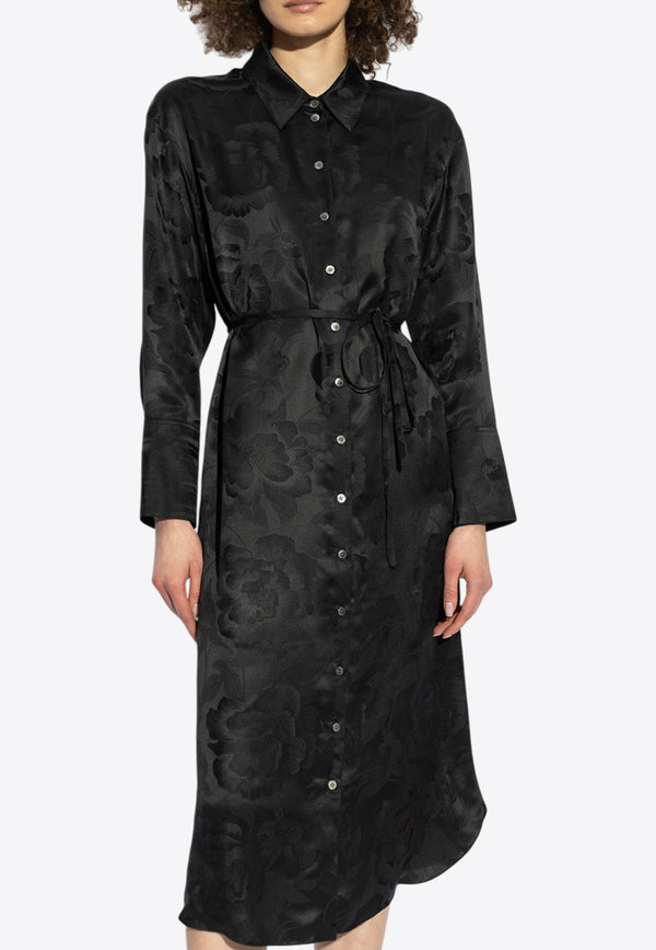 Kenzo Peonies Jacquard Shirt Dress Black FF52RO404 9JR-99