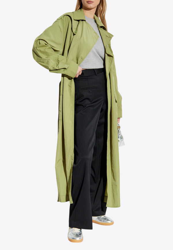 Kenzo Long Belted Trench Coat Green FF52MA224 9OK-48