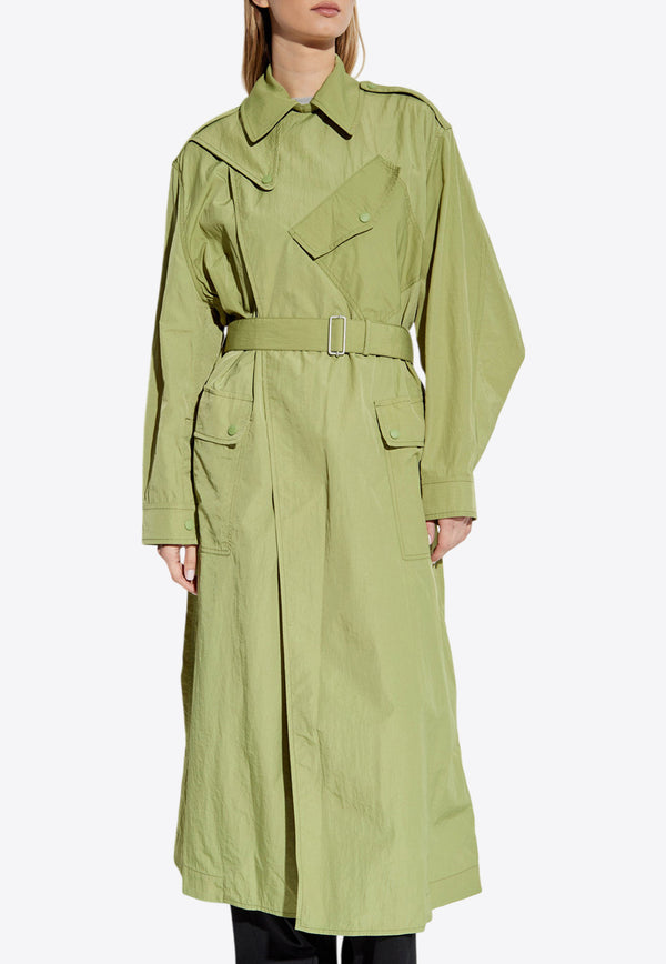 Kenzo Long Belted Trench Coat Green FF52MA224 9OK-48