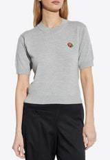 Kenzo Pop Embroidered Knit Top Gray FF52PU711 3LB-93