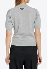 Kenzo Pop Embroidered Knit Top Gray FF52PU711 3LB-93