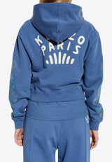 Kenzo Jungle Flower Zip-Up Hooded Sweatshirt Blue FF52SW181 4MF-67