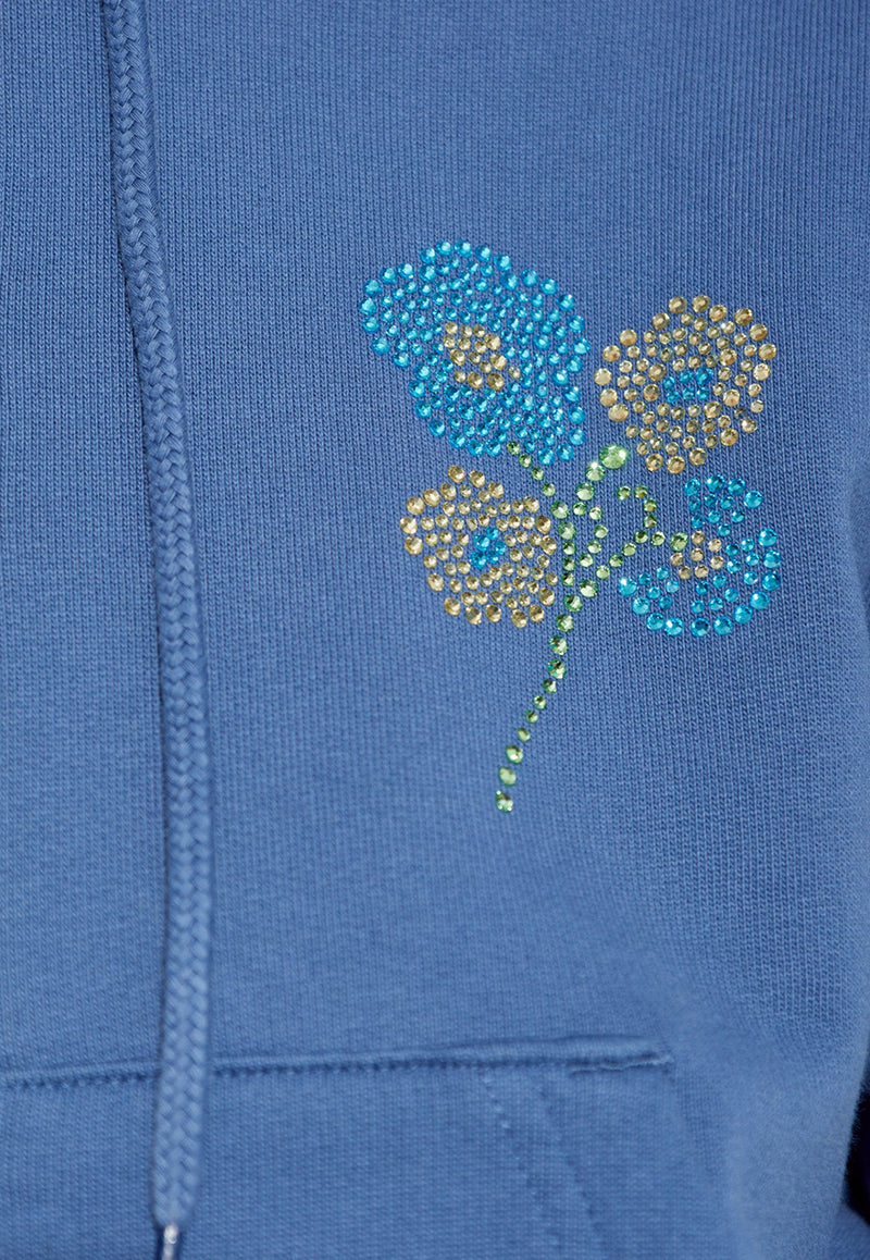 Kenzo Jungle Flower Zip-Up Hooded Sweatshirt Blue FF52SW181 4MF-67