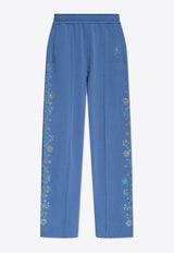 Kenzo Jungle Flower Wide-Leg Track Pants Blue FF52PA737 4MF-67