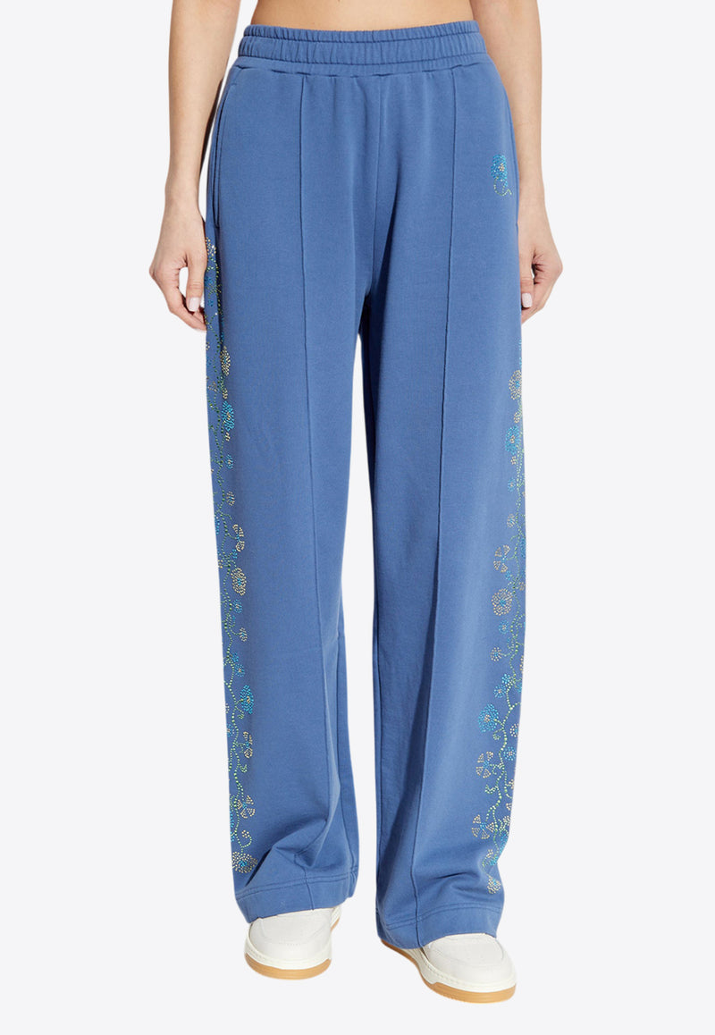 Kenzo Jungle Flower Wide-Leg Track Pants Blue FF52PA737 4MF-67