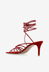 Gianvito Rossi 70 Crystal-Embellished Suede Sandals Red G32515 70RIC-CAMROUG