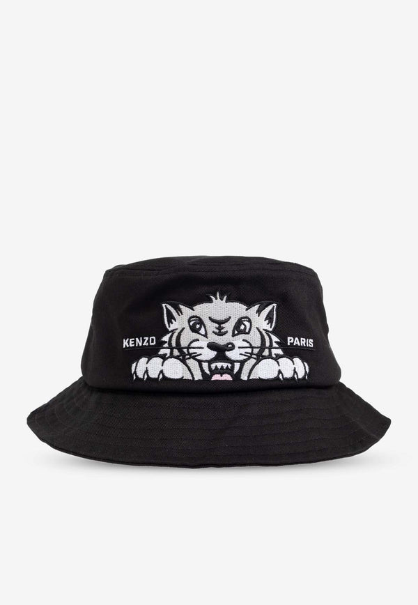 Kenzo Happy Tiger Embroidered Bucket Hat Black FF58AC624 F46-99