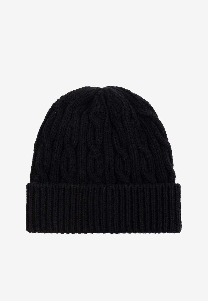 Kenzo Logo Embroidered Ribbed Beanie Black FF58BU100 KWA-99