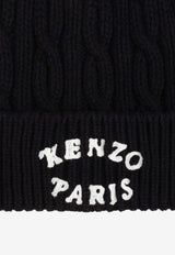 Kenzo Logo Embroidered Ribbed Beanie Black FF58BU100 KWA-99