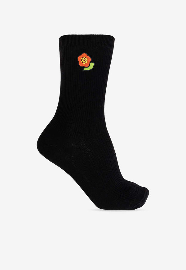 Kenzo Crest Embroidered Ankle Socks Black FF58SU193 KSE-99