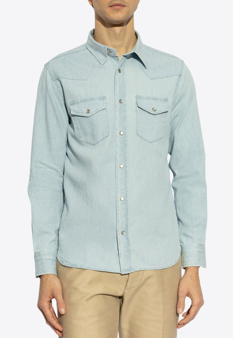 Tom Ford Long-Sleeved Denim Shirt Blue HDS001 FMC130F24-HB215