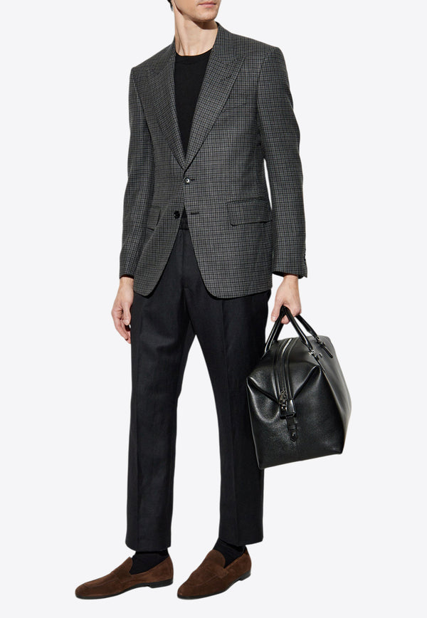 Tom Ford Single-Breasted Prince of Wales Blazer Gray JDSG02 WSP23-ZIGDK