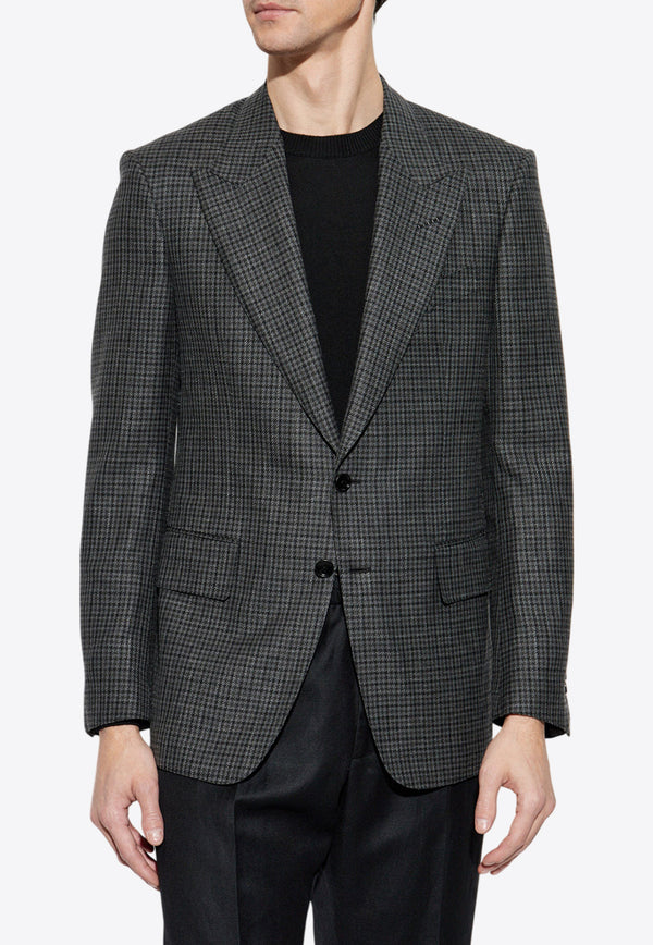 Tom Ford Single-Breasted Prince of Wales Blazer Gray JDSG02 WSP23-ZIGDK