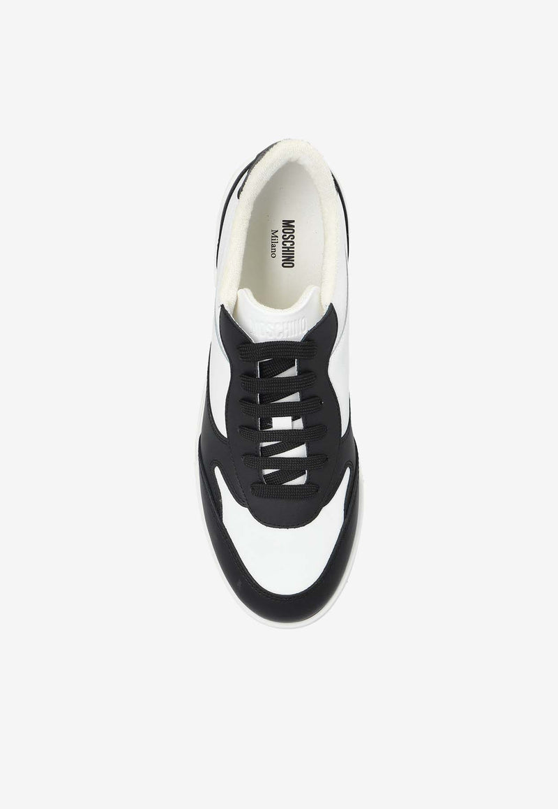 Moschino Two-Toned Leather Sneakers White MB15204G0M GAD-00A