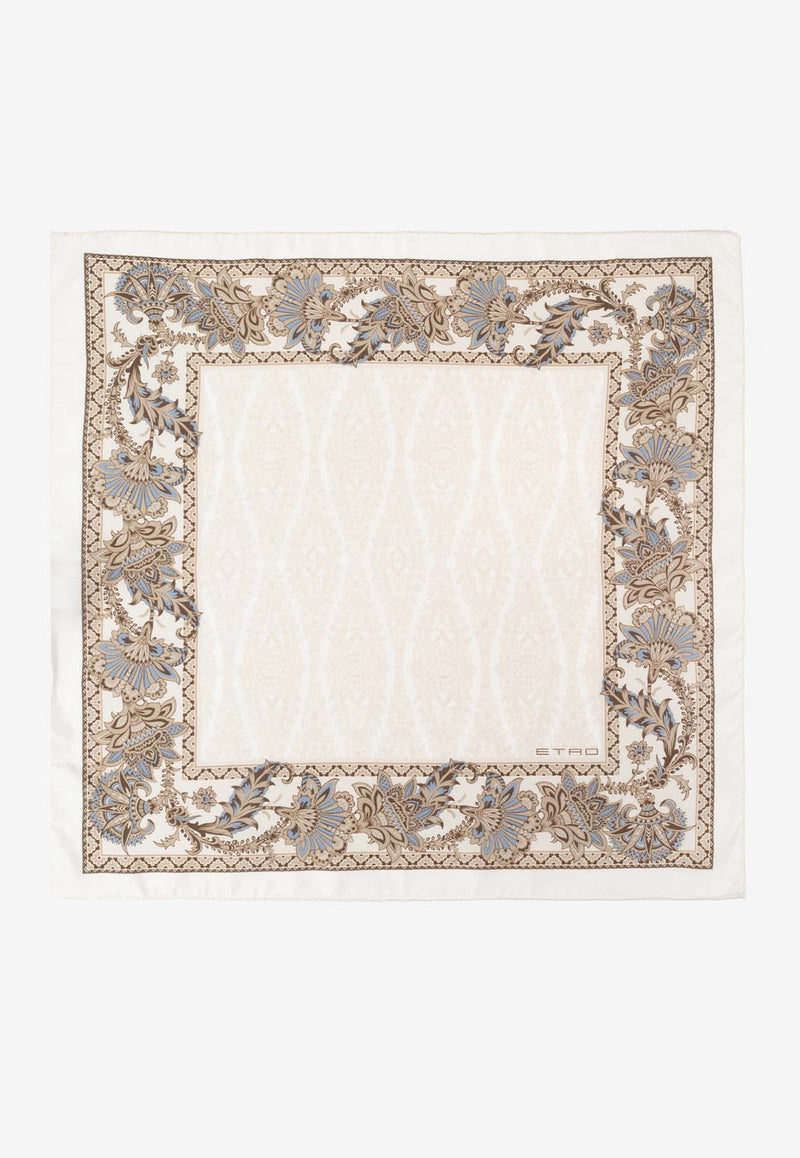 Etro Printed Silk Pocket Square Cream MAUA0004 AK796-X0820