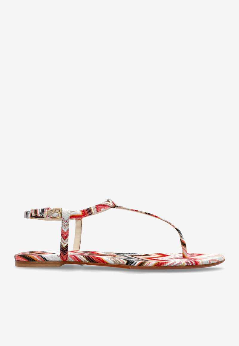 Missoni Chevron Flat Thong Sandals  Multicolor MWF109 0-002