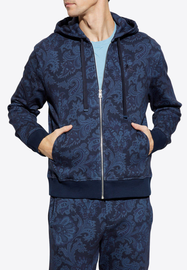 Etro Paisley Jacquard Zip-Up Hooded Sweatshirt Navy MRMB0025 AK586-X0883