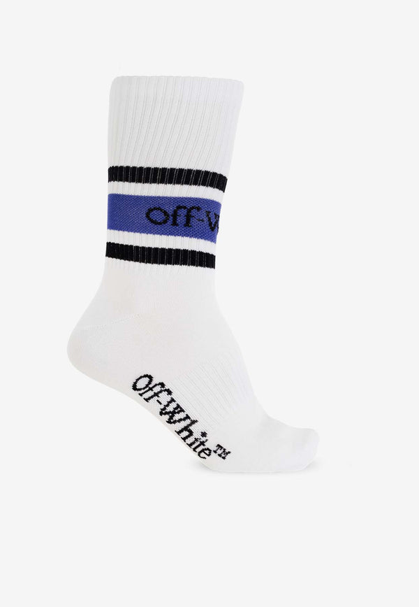 Off-White Stripes Logo Long Socks White OMRA077S25 KNI001-0149