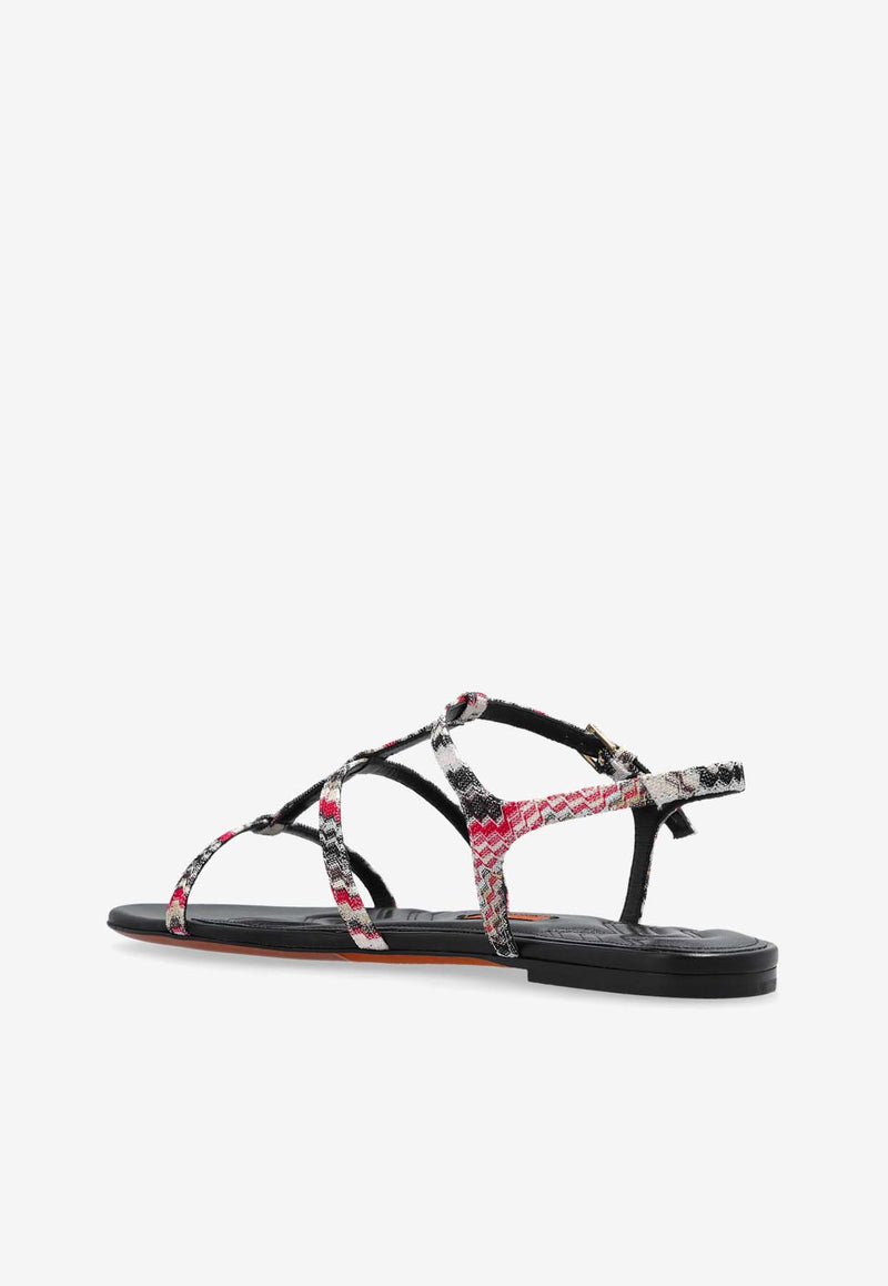 Missoni Zigzag Flat Sandals  Multicolor MWF107 0-037