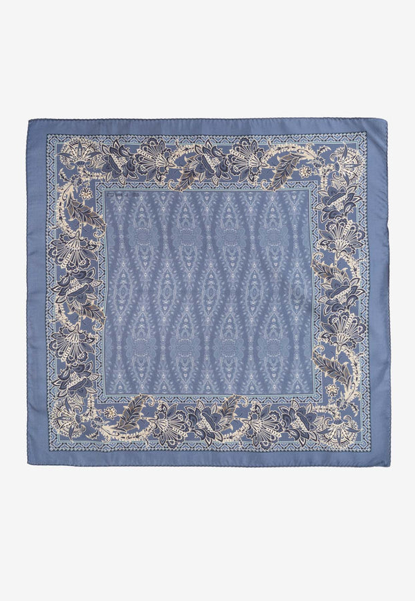 Etro Printed Silk Pocket Square Blue MAUA0004 AK796-X0883