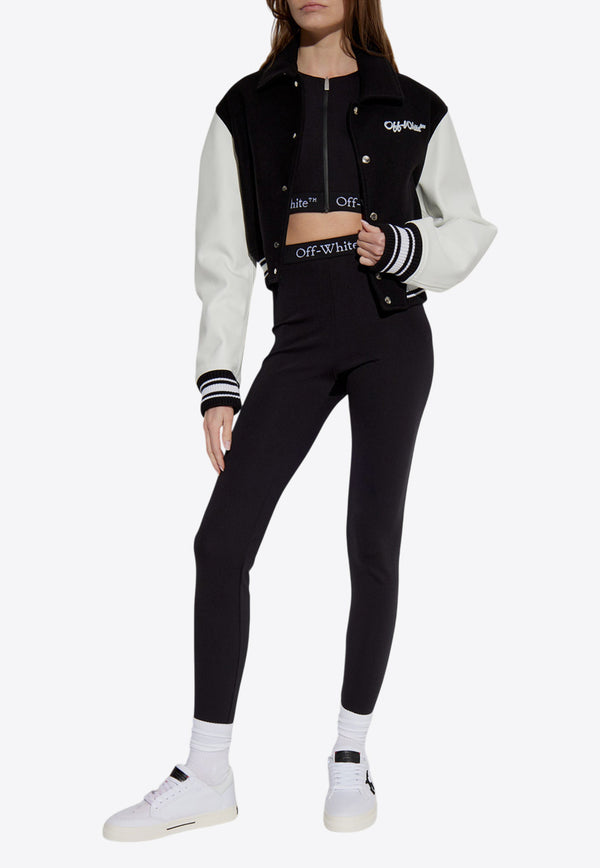 Off-White Varsity Cropped Bomber Jacket Black OWEK00DS25 FAB001-1001