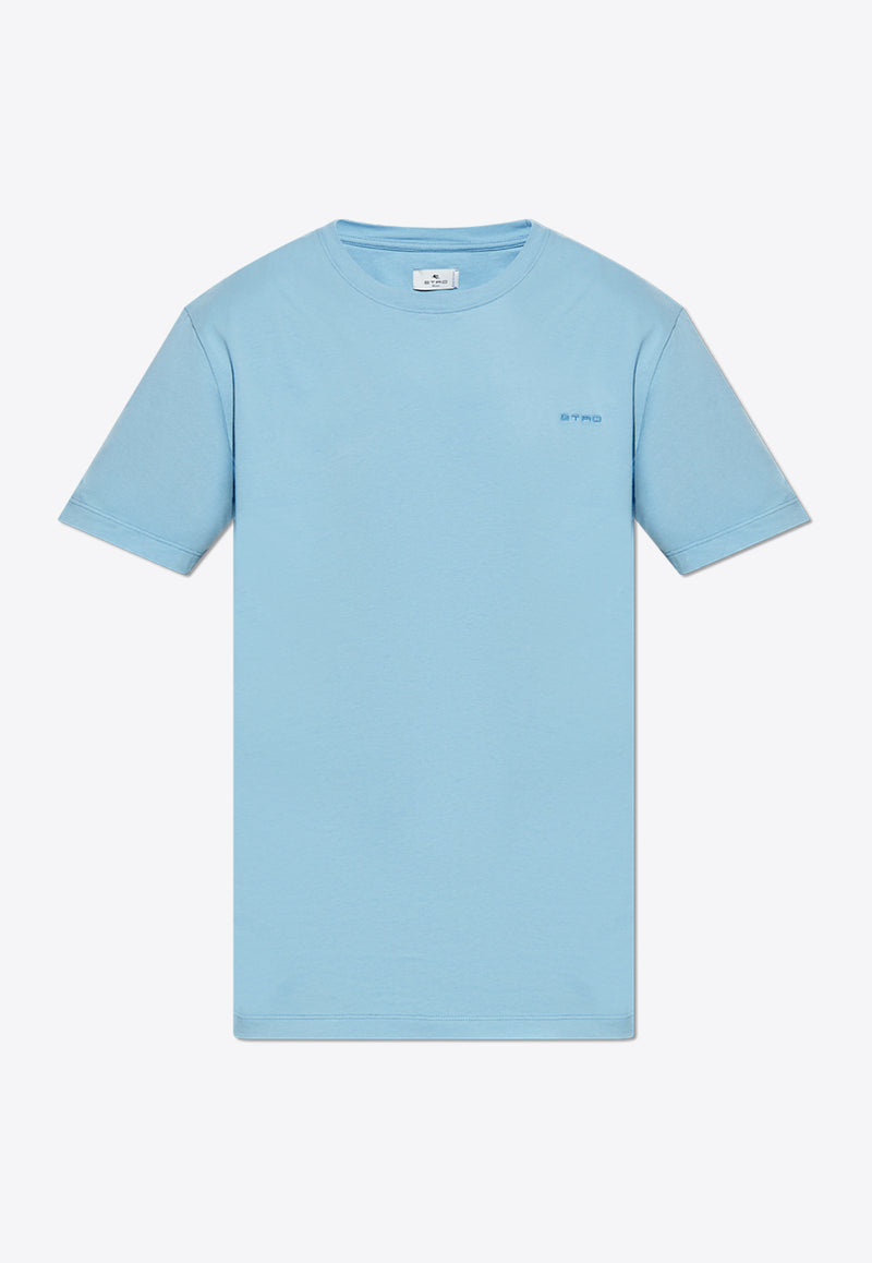 Etro Embroidered Logo T-shirt Light Blue MRMA0002 AK699-B3911