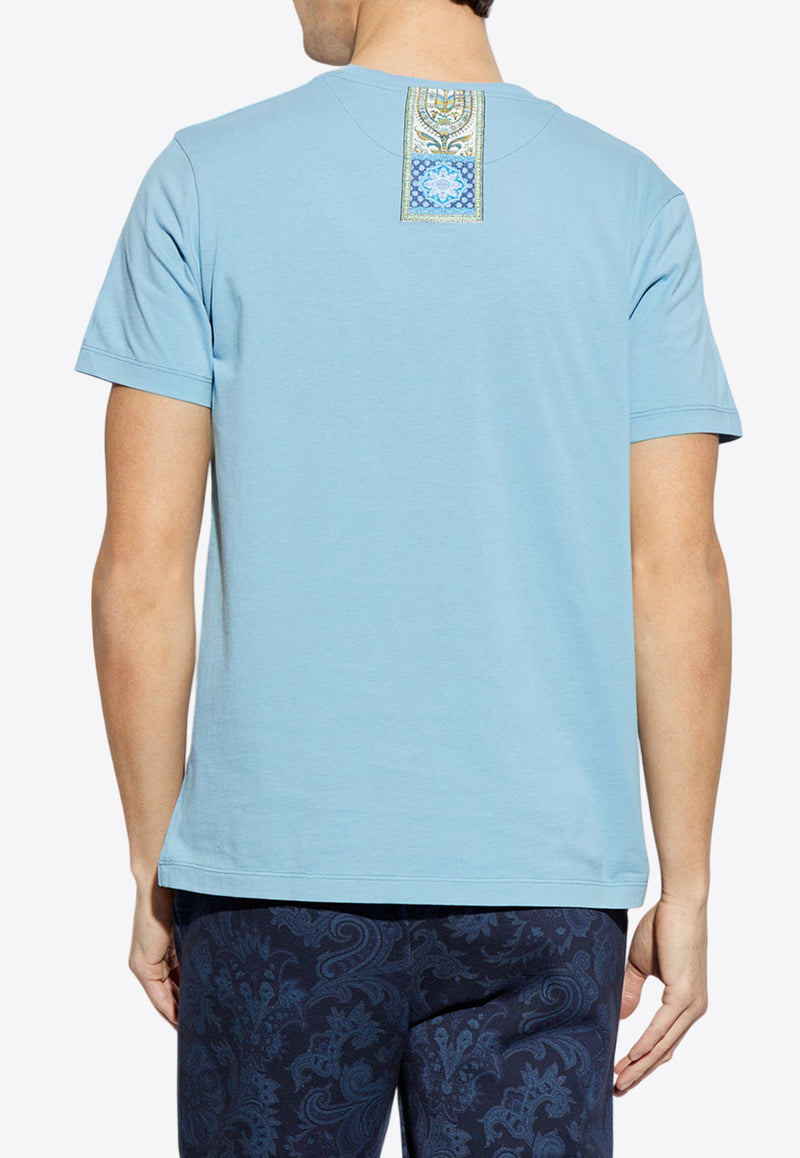 Etro Embroidered Logo T-shirt Light Blue MRMA0002 AK699-B3911