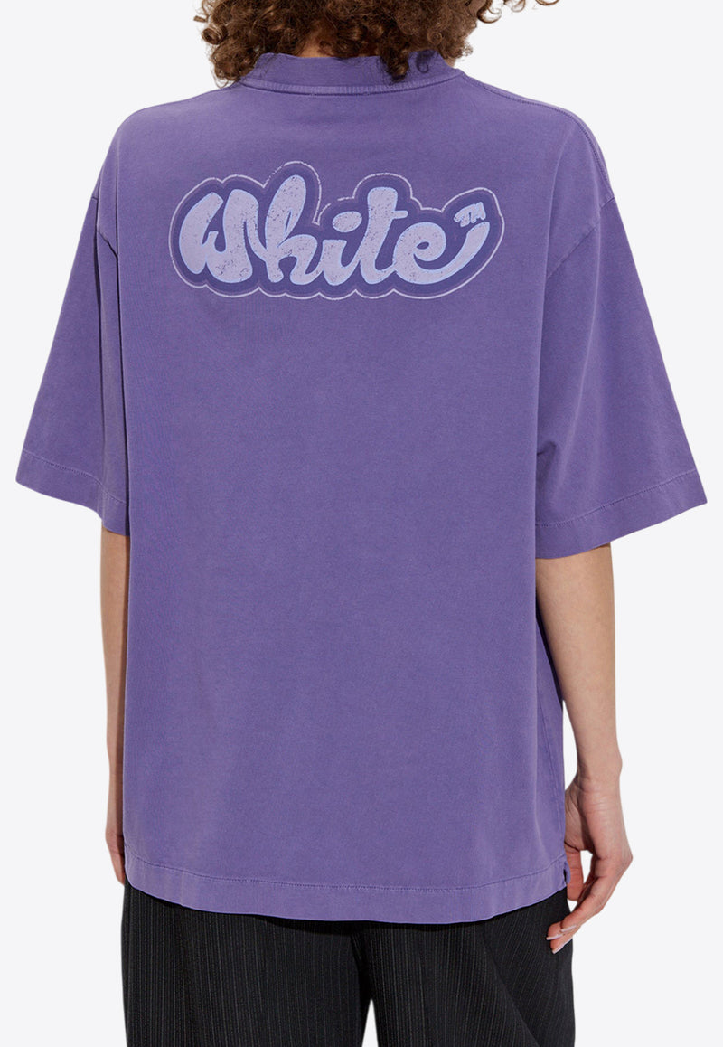 Off-White Logo Print Loose T-shirt Purple OWAA134S25 JER003-3749