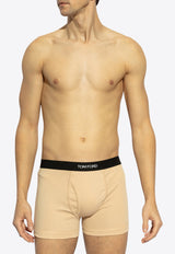 Tom Ford Logo Jacquard Stretch Boxers Beige T4LC31040 0-272