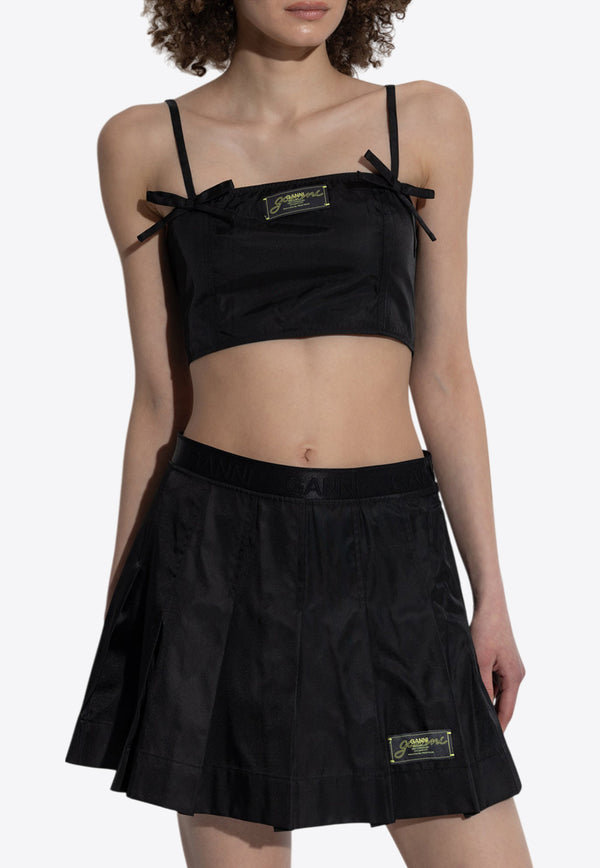 GANNI Logo Patch Cropped Top Black W0483 6883-099