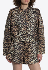 GANNI Leopard Print Cropped Jacket Brown W0470 6883-943